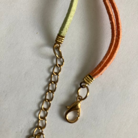 NWT Gold Infinity Charm Bracelet – Double-Stranded, Choose Orange or Lime Green - Picture 3 of 5